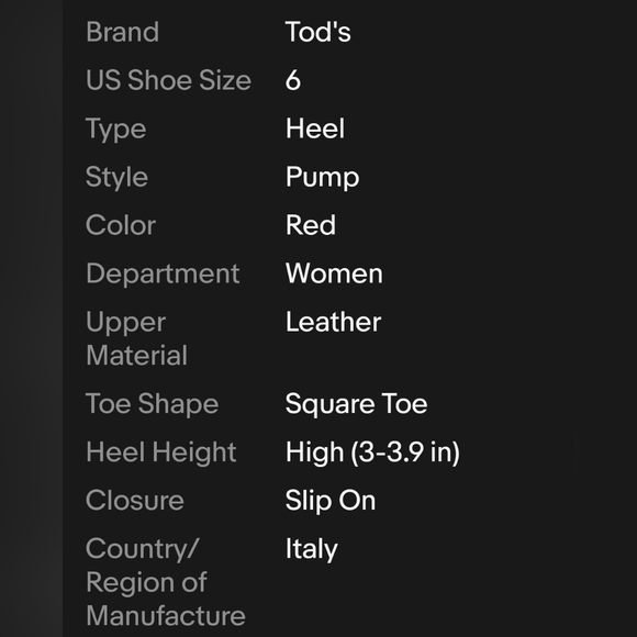 Tod's Womens Leather Square Toe Italy High Heeled Boat Shoes red 6 - Picture 16 of 16